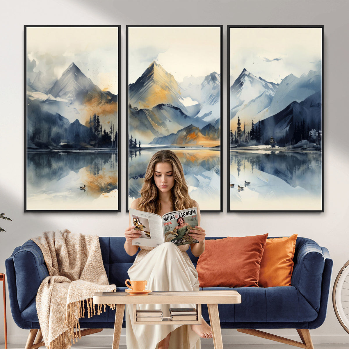10196184T-MGV-CV-36X24 - Abstract Lake Mountain Wall Art Canvas Print