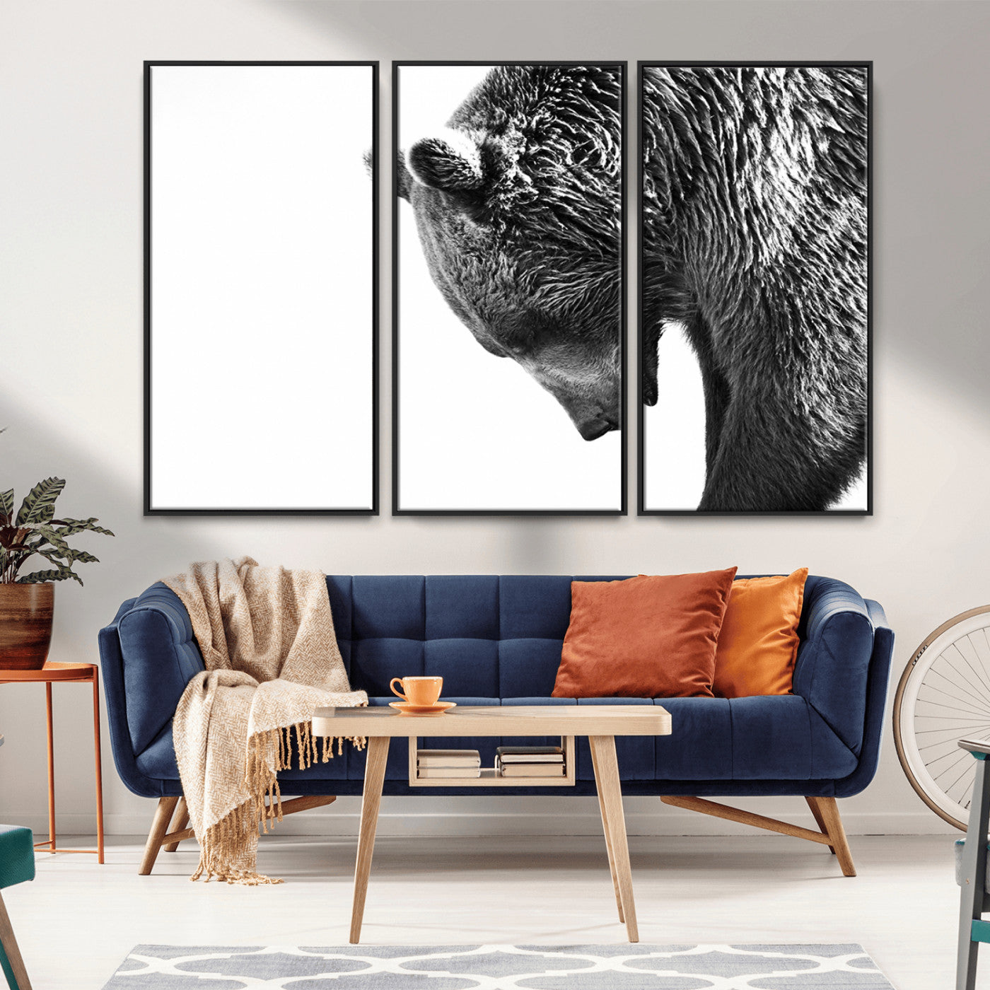 -Black and White Grizzly 399 Bear Canvas Print Wall Art | Large Wildlife Canvas Print for Living