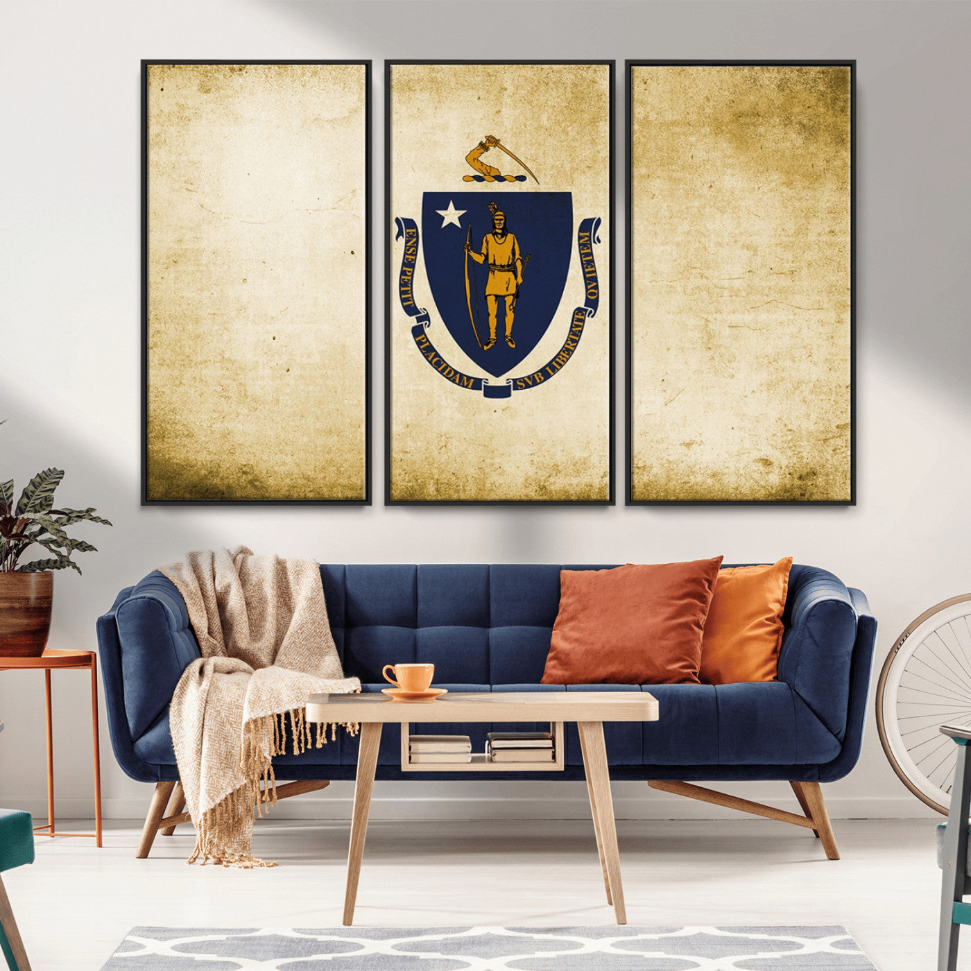 -Massachusetts Flag Wall Art Canvas Print