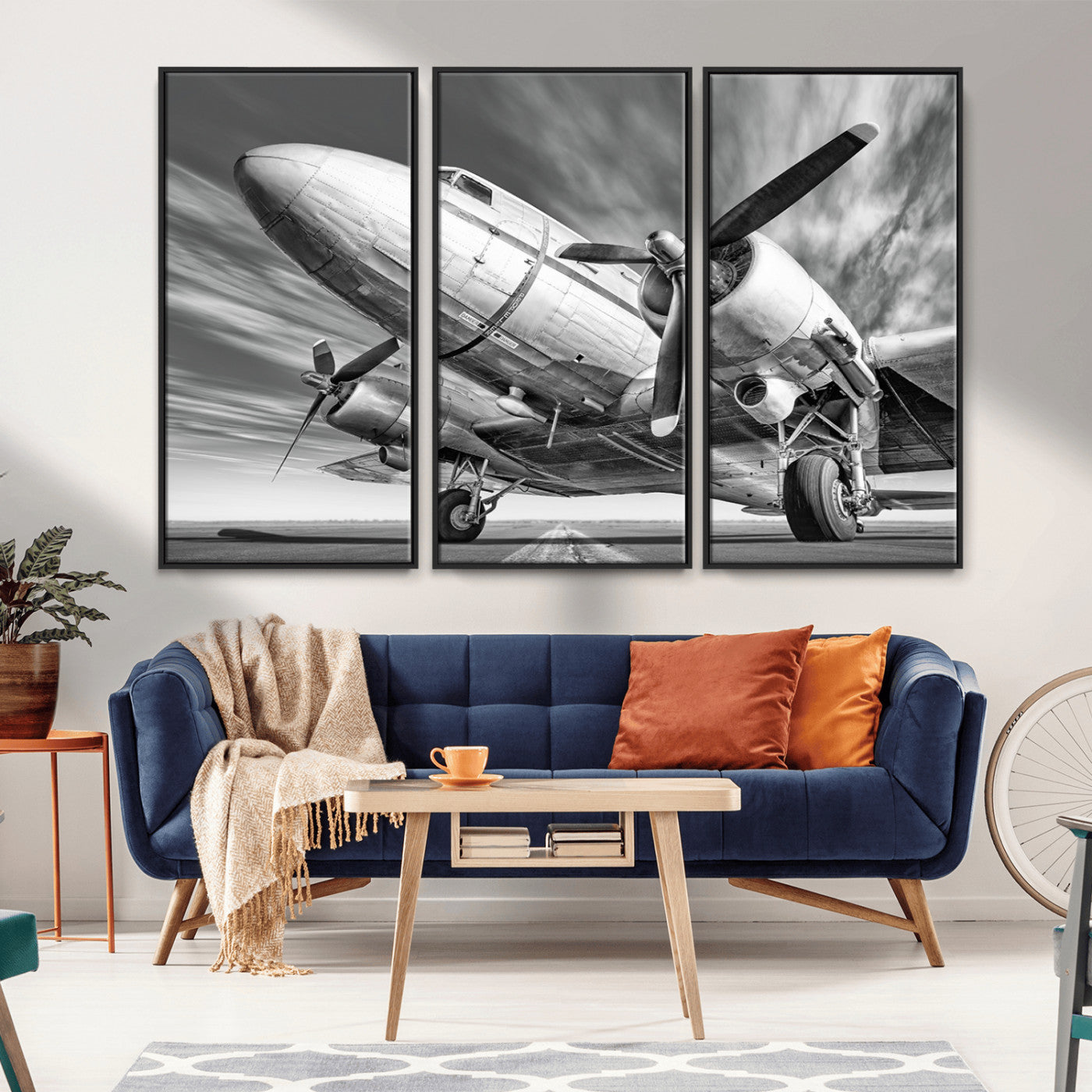 82744-MGV-CV-36X24-Vintage Airplane on Runway Canvas Print