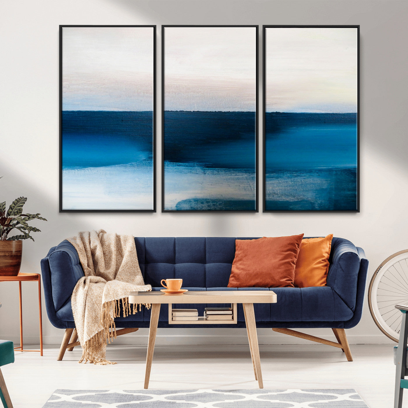 72452-MGV-CV-36X24-Dark Blue Abstract Wall Art Canvas Print