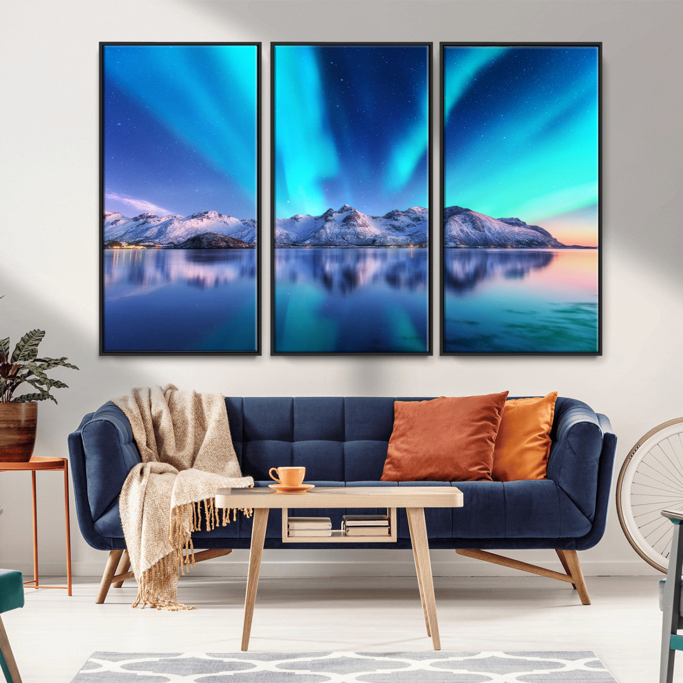 -Northern Lights above Mountain Wall Art, Northern Lights Wall Art Canvas Print