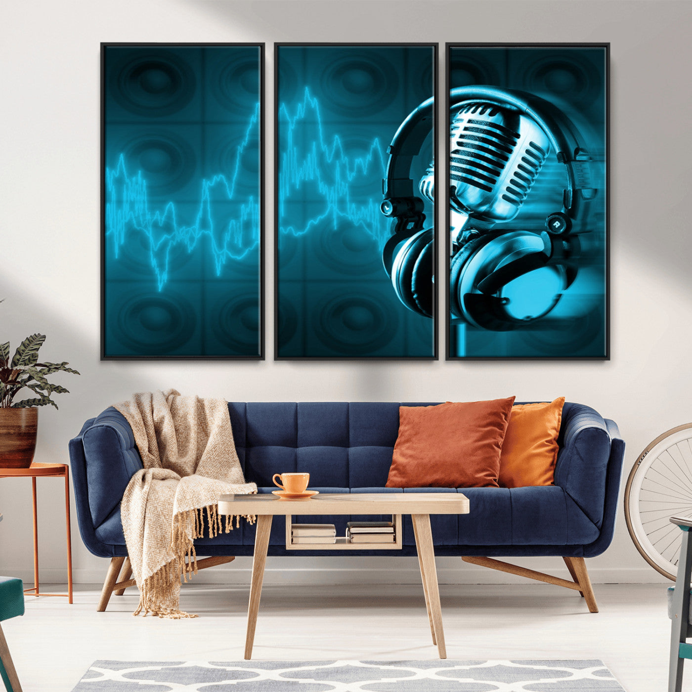 -Music and Microphone Wall Art Canvas Print