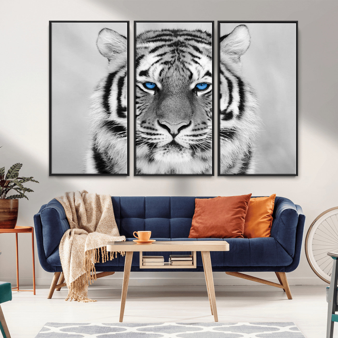-Black and White Tiger Wall Art Animal Canvas Print