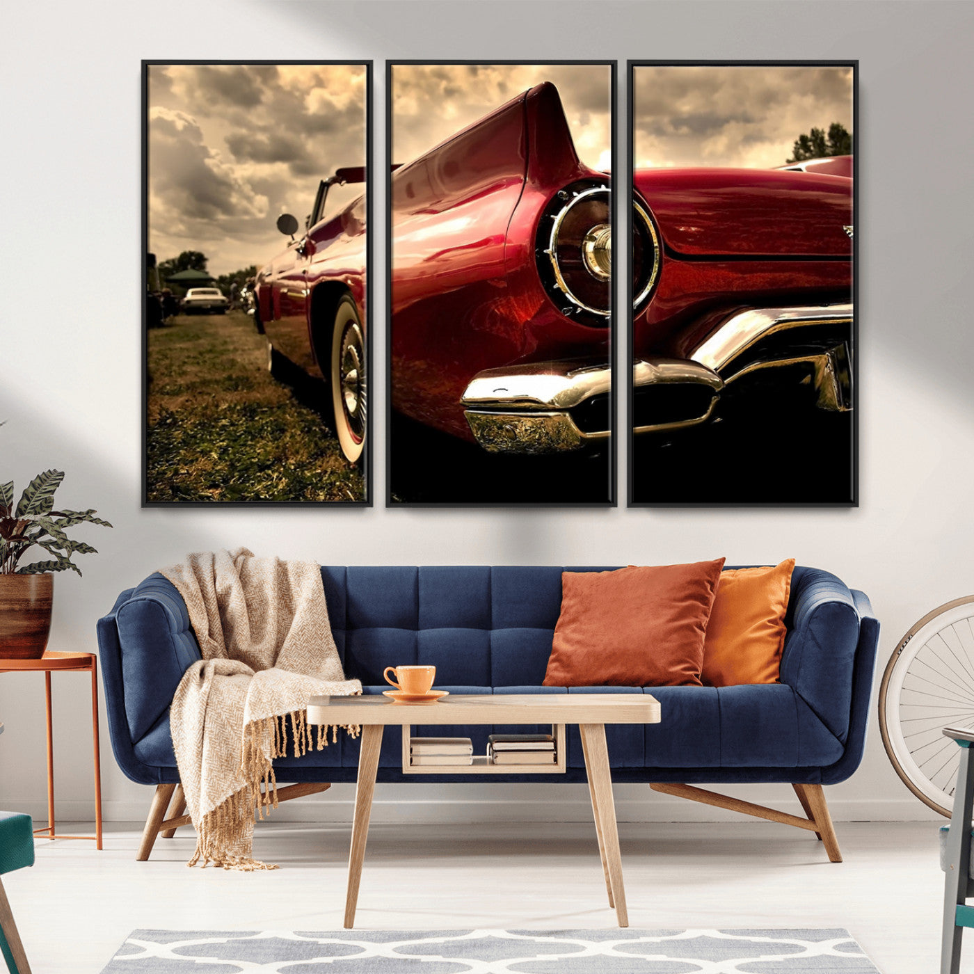 -Red Classic Car Wall Art Canvas Print