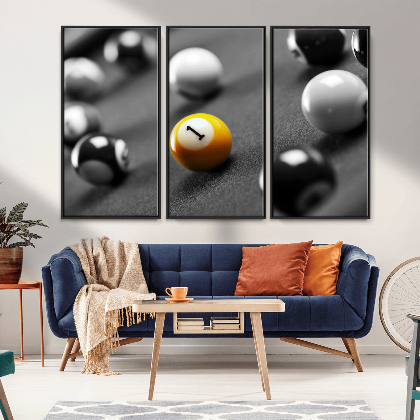-Wall Art Pool Table and Balls Canvas Print