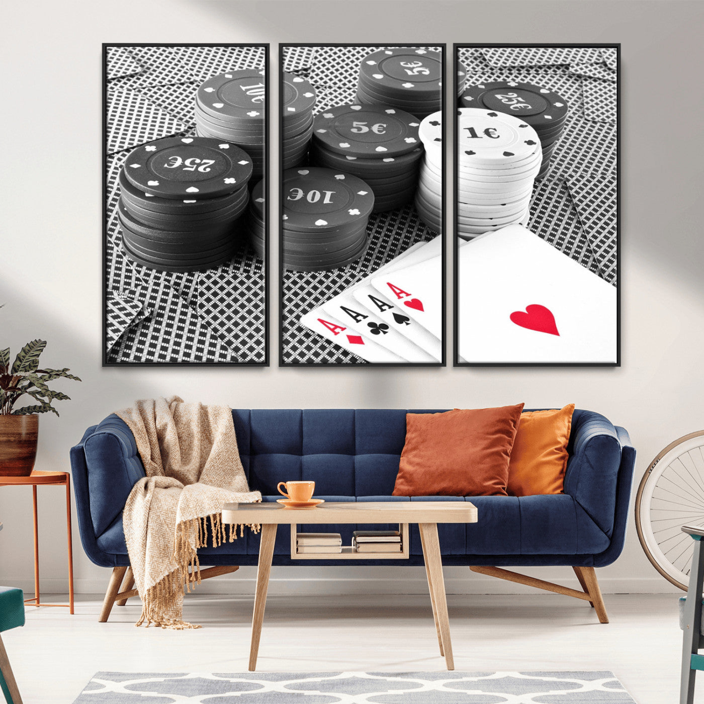 -Poker Game Cards Wall Art Canvas, Multi Panel Wall Art Canvas Print