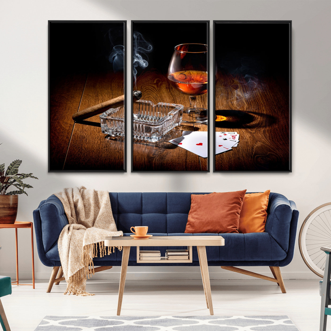 -Whiskey Cigar Wall Art Canvas Print Kitchen Wall