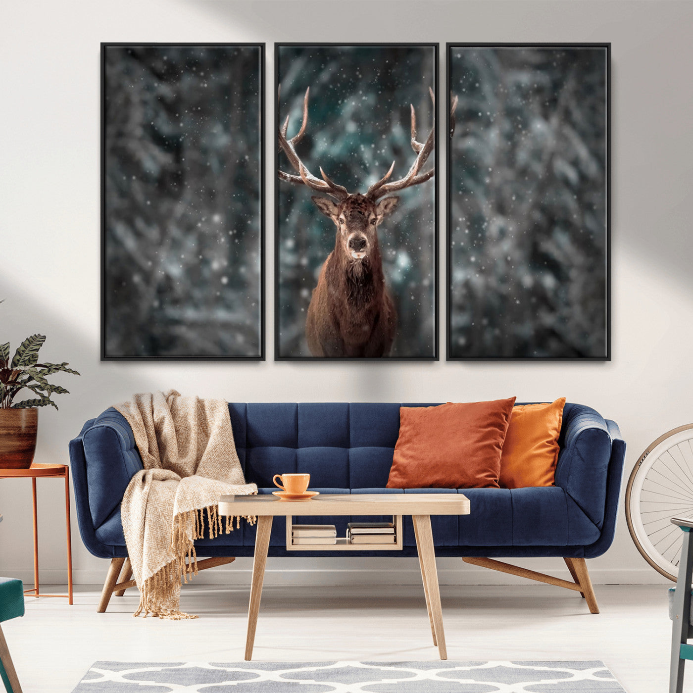 -Wall Art Deer Art Animal Canvas, Framed Wall Art Deer Canvas Print