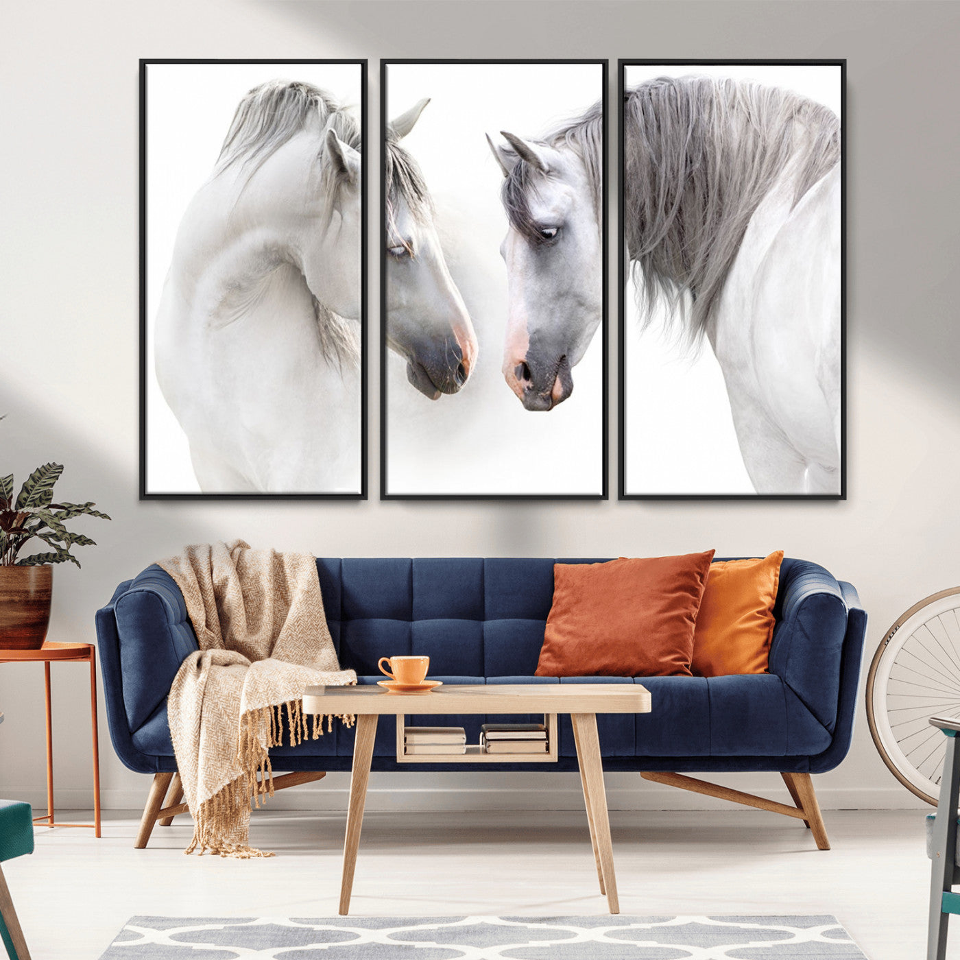 -White Horse Wall Art Animal Canvas Print