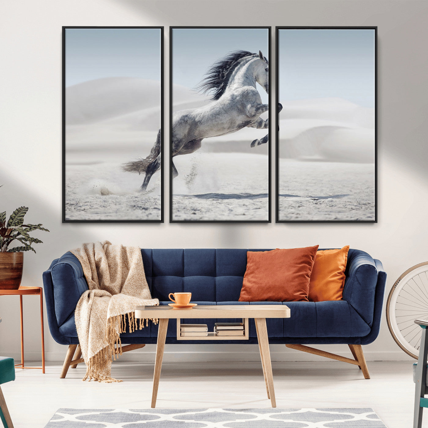 -Prancing Horse Desert Large Wall Art Canvas Print – Majestic Horse Animal Artwork for Home, Office, Living Room