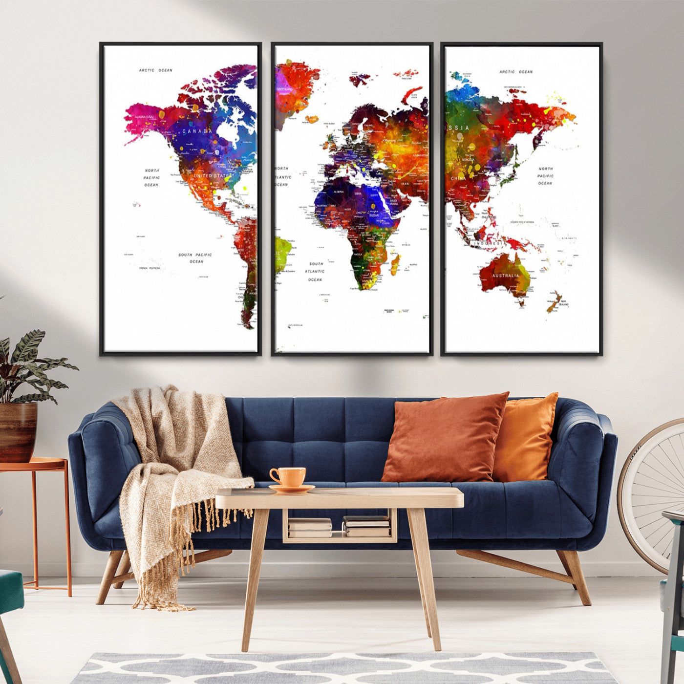 -Push Pin World Map Canvas Print – Travel Tracker Wall Art for Couples, Perfect Anniversary Gift for Home or Office Decor