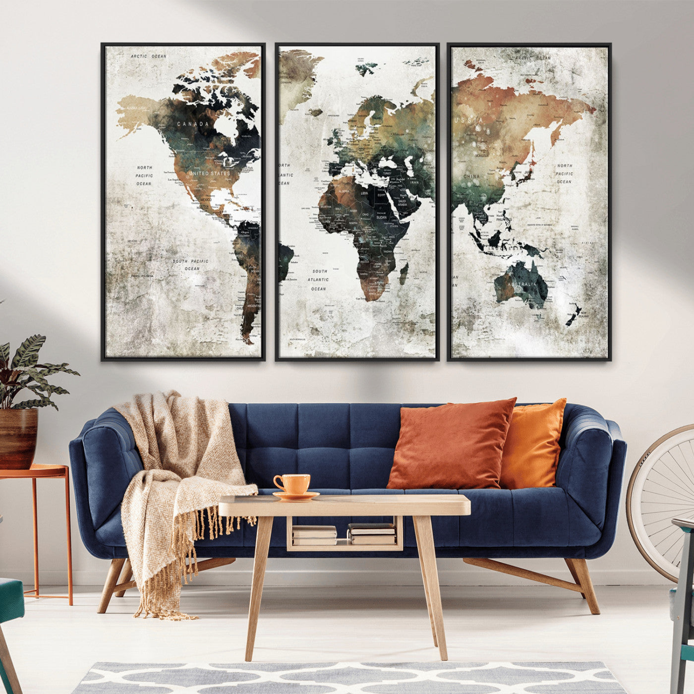 19444-MGV-CV-36X24-Push Pin World Map Canvas Print – Travel Tracker Wall Art for Couples, Perfect Anniversary Gift for Home or Office Decor