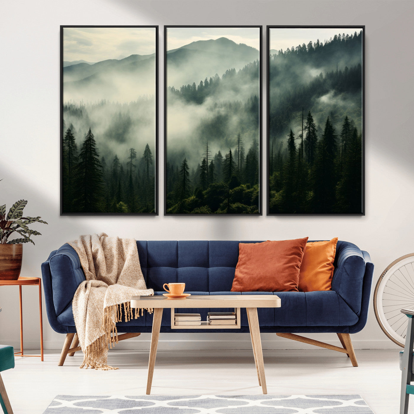 -Captivating Misty Forest Wall Art Premium Canvas Print a Foggy and Serene Atmosphere