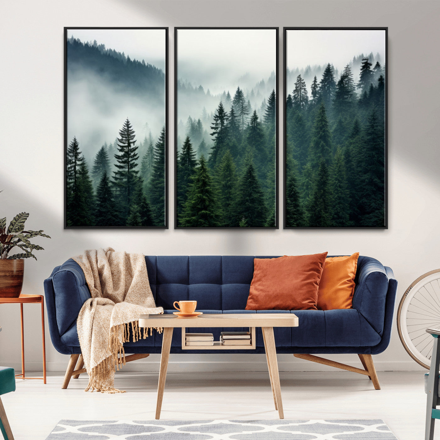 -Captivating Misty Forest Wall Art Premium Canvas Print, Foggy and Serene Atmosphere Canvas Print