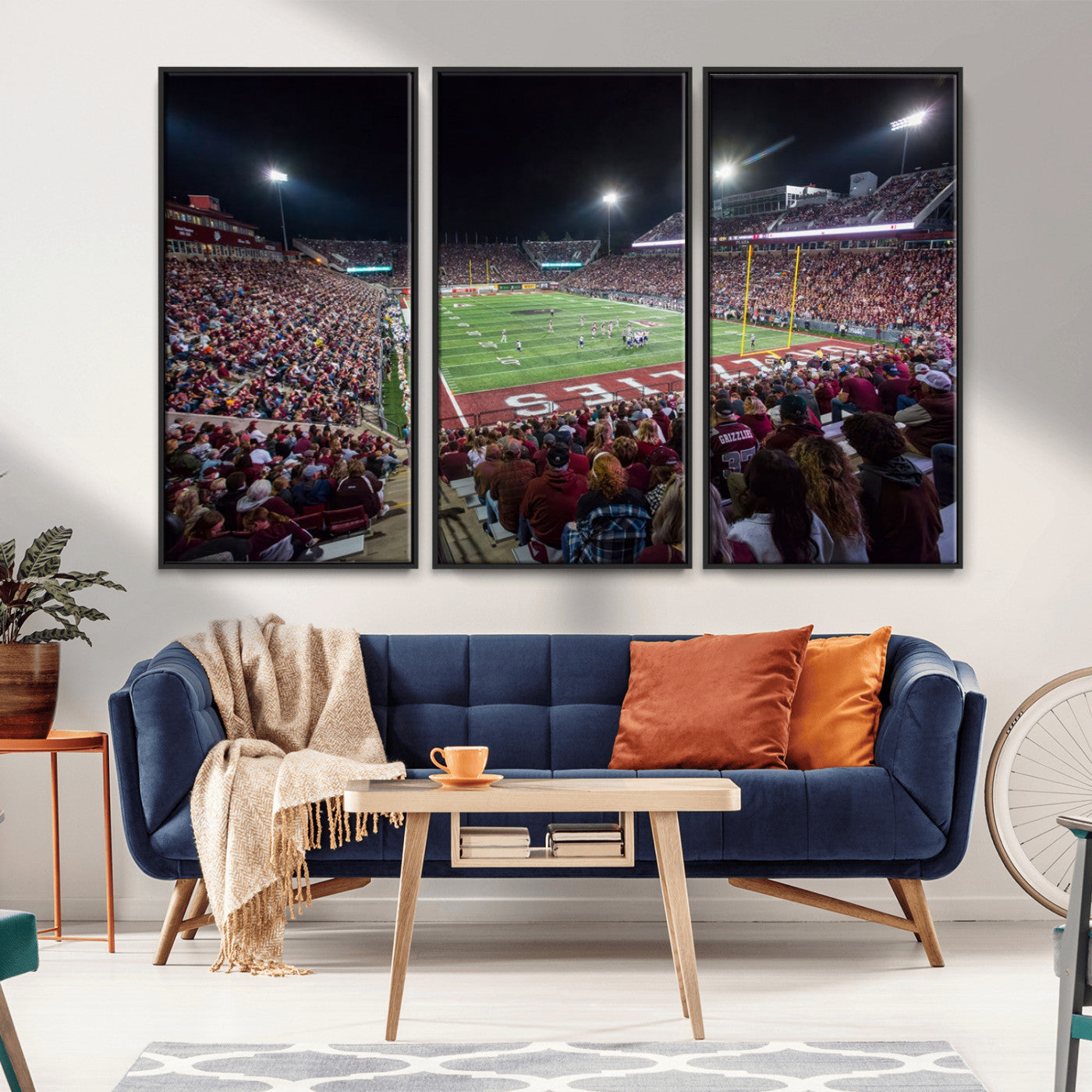 -American Football Wall Art Canvas Print Framed Stadium Sport Wall Art Print Iconic Game Day Decor for Home, Office