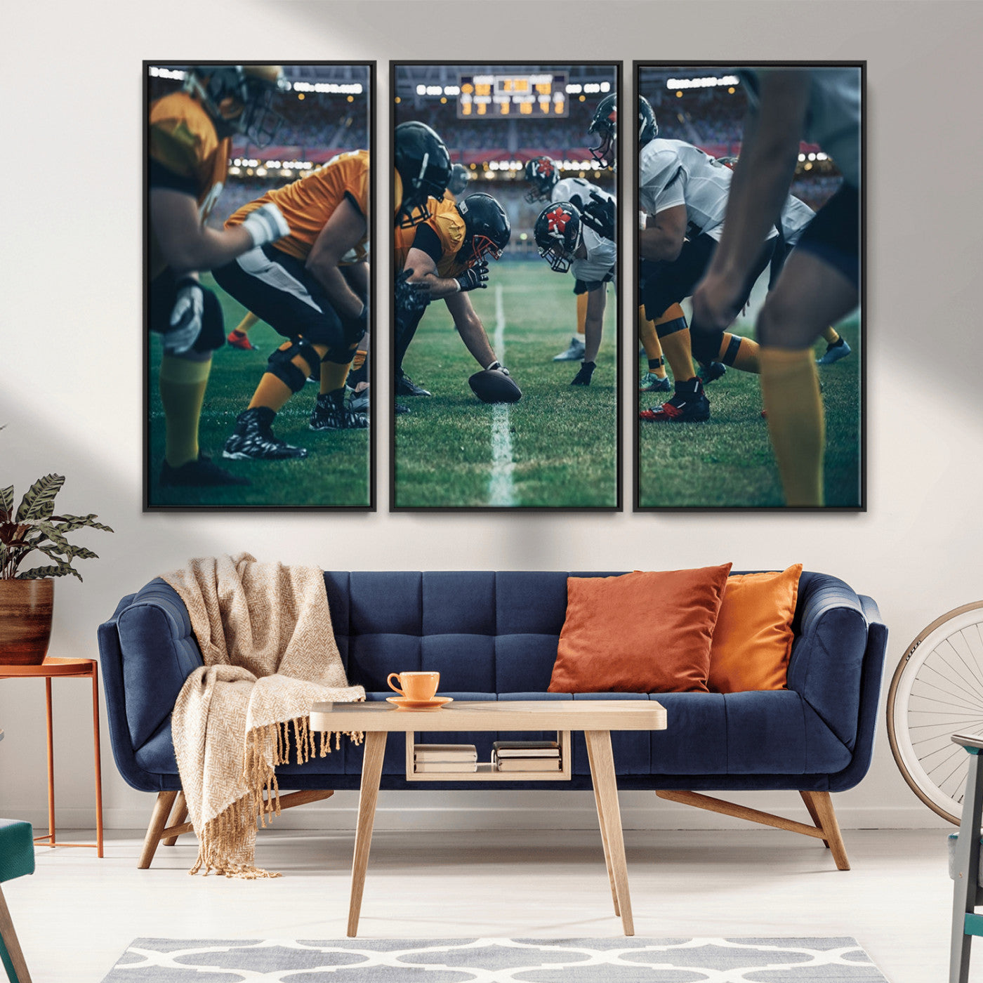 -American Football Playing Wall Art Canvas Print