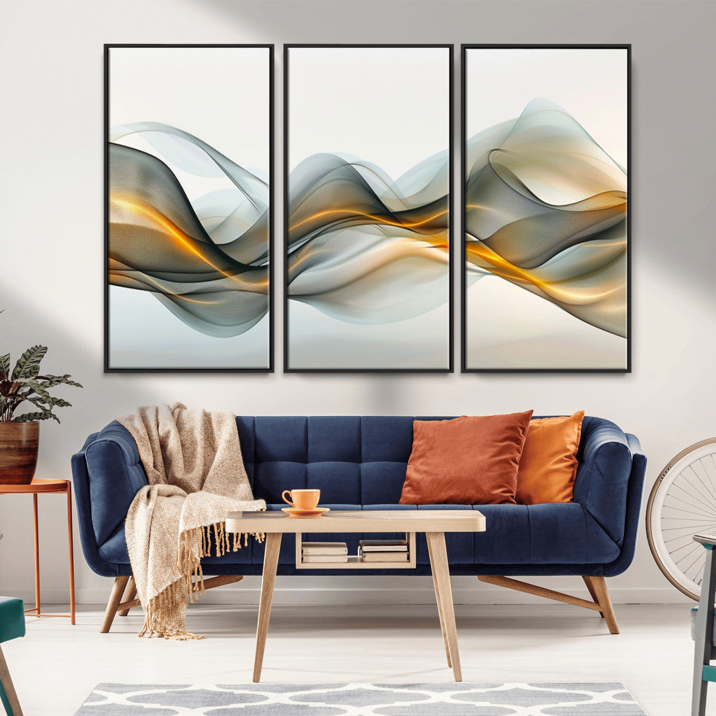ES1001-MGV-CV-36X24-Abstract Wave Canvas Wall Art – Fluid Contemporary Elegance in Motion – Ready to Hang