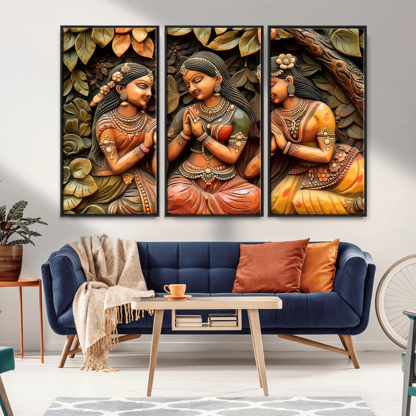 12926-MGV-CV-36X24-Indian Woman Statue Wall Art Canvas Print