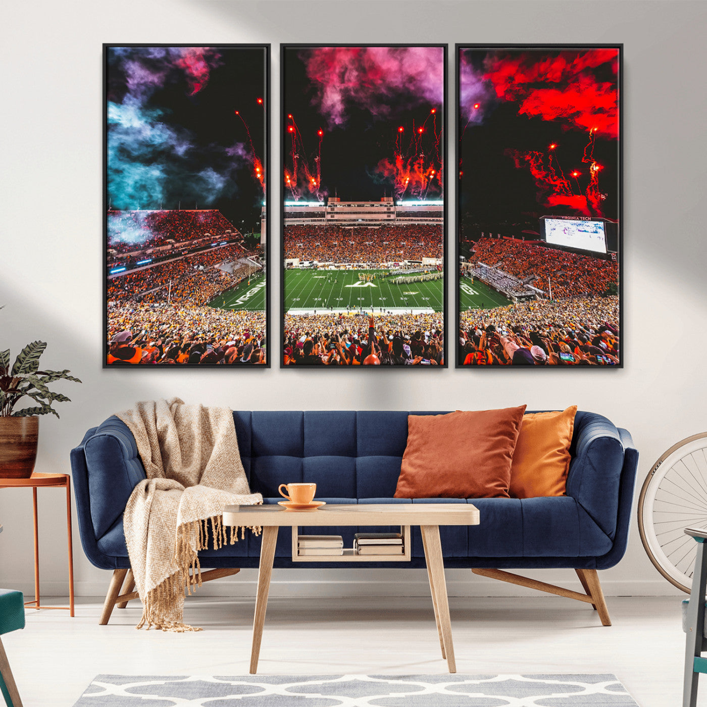 -Virginia Tech Hokies Football Team Print - Blacksburg Lane Stadium Wall Art Canvas Print