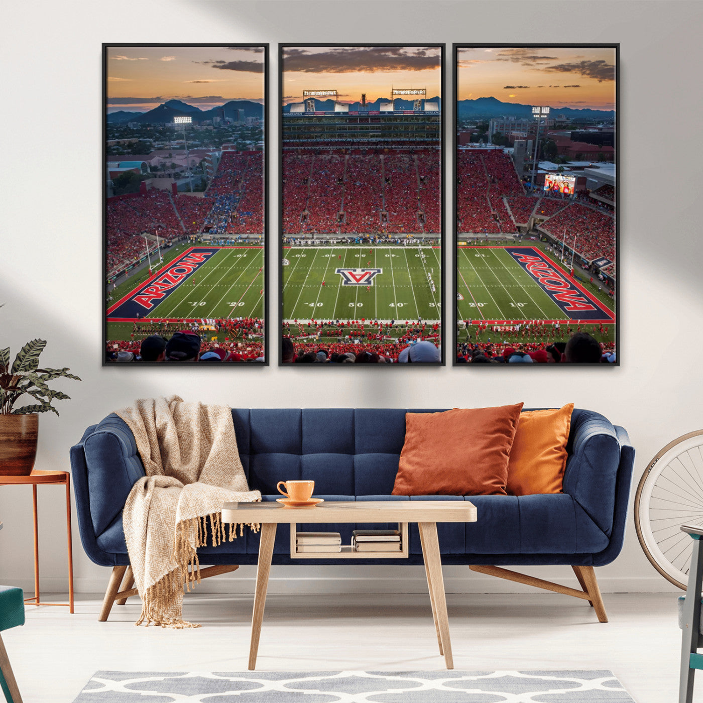 99722-MGV-CV-36X24-Framed Arizona Wildcats Football Team Print - Tucson Arizona Stadium Wall Art Canvas Print