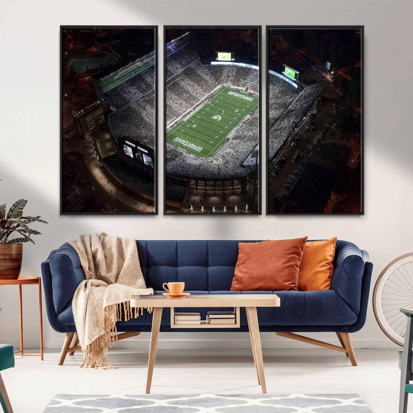62258-MGV-FC-48X32-3P_Black-Michigan State Spartans Football Team Print - East Lansing Spartan Stadium Print Wall Art