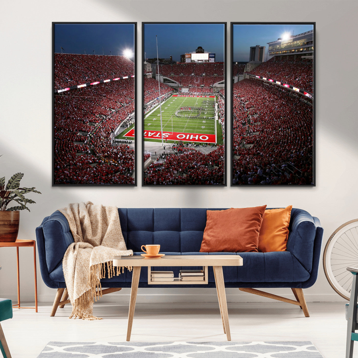 98743-MGV-CV-36X24-Ohio State University Buckeyes Football Team Print - Columbus Ohio Stadium Wall Art Canvas Print
