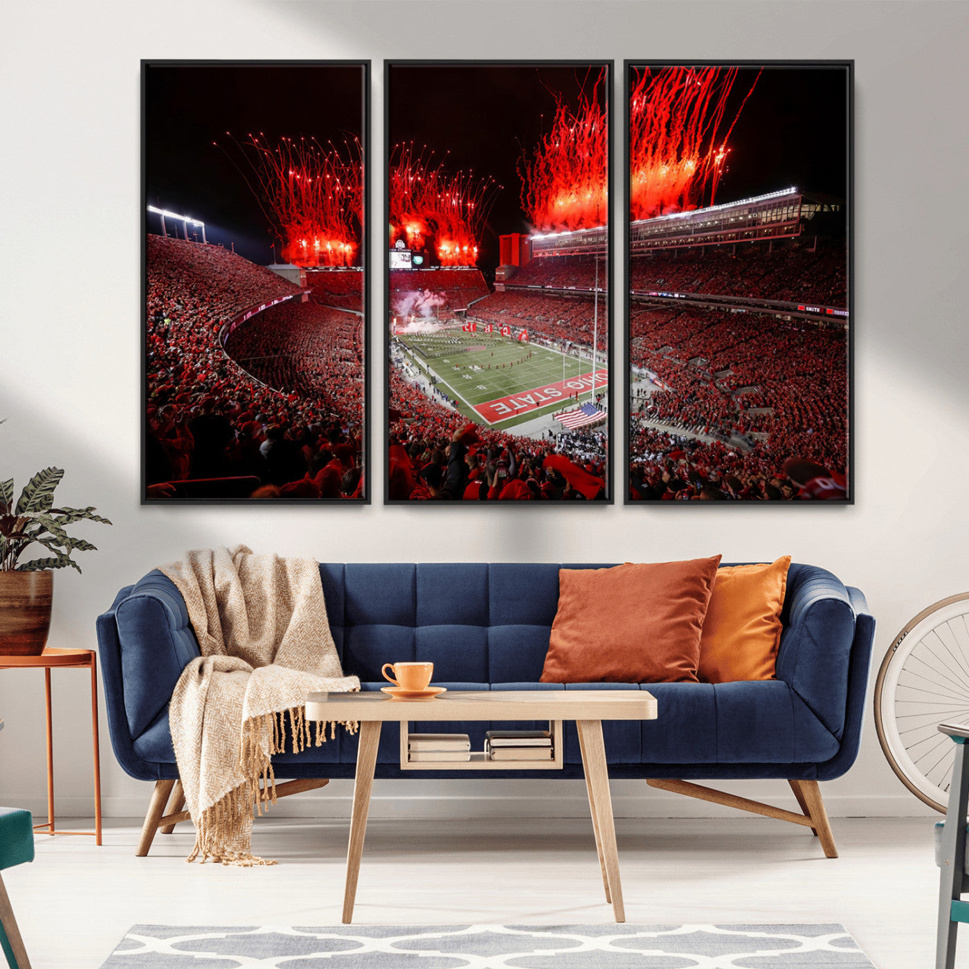 56909-MGV-CV-36X24-Ohio State University Buckeyes Football Team Print - Columbus Ohio Stadium Wall Art Canvas Print