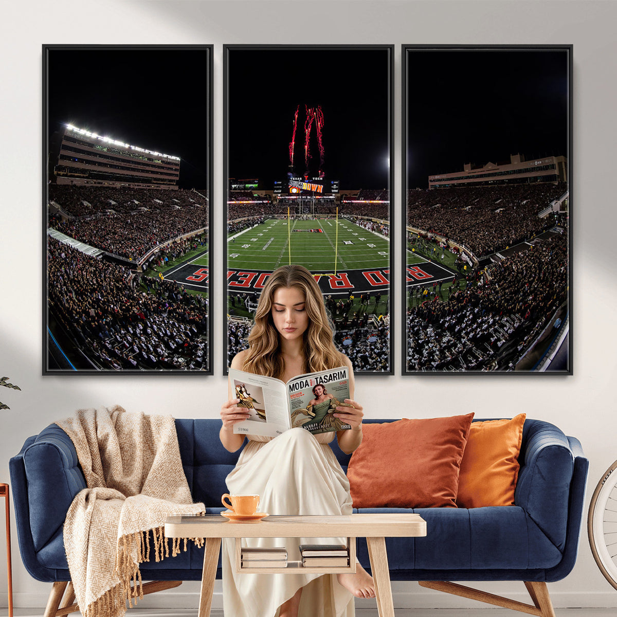 83122-PAN-FL-20X10 - Framed Texas Tech Red Raiders Stadium Canvas, Texas Tech Red Raiders Football Team Print - Lubbock