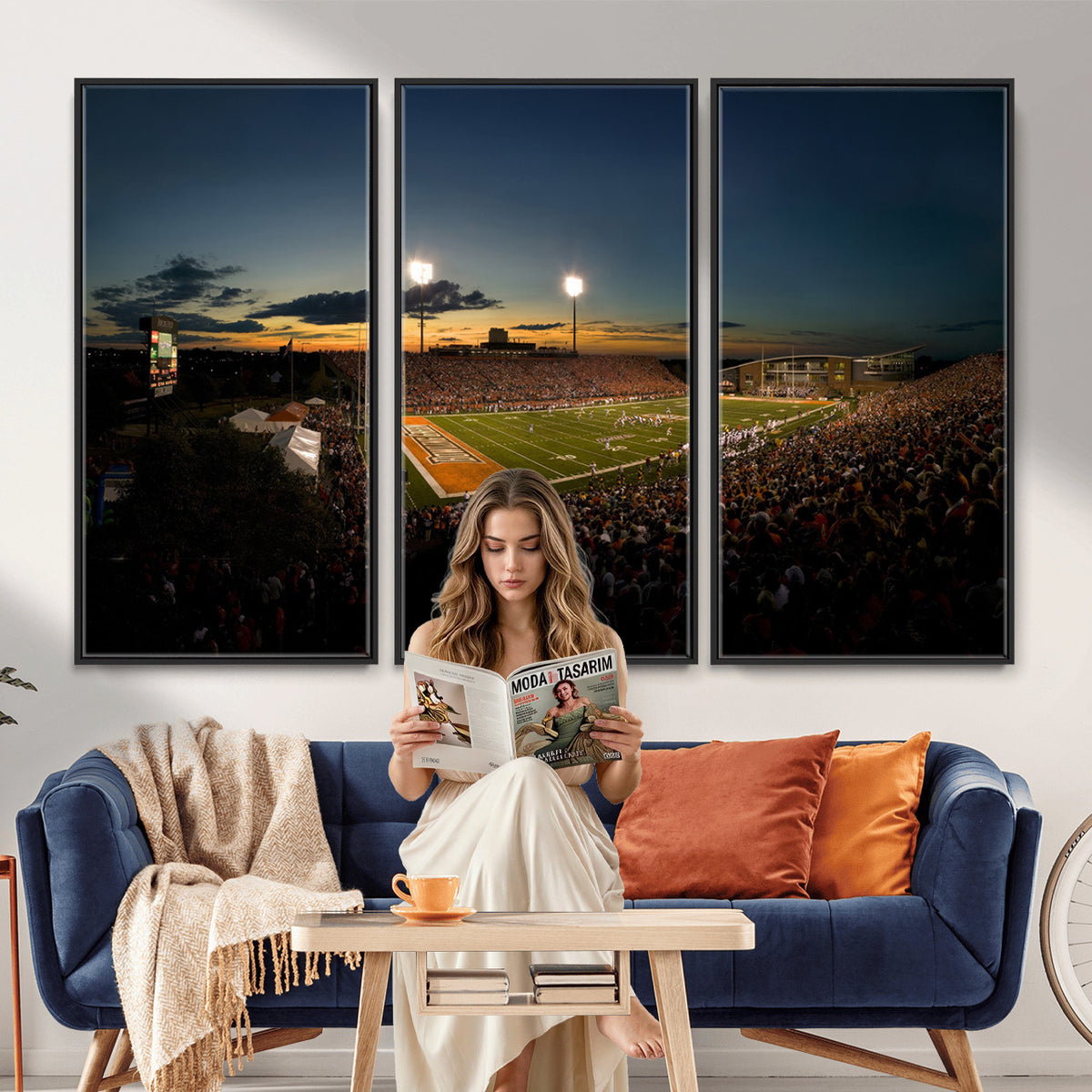 15980-PAN-FL-20X10 - Ball State Cardinals Football Team Print - Muncie Scheumann Stadium Wall Art Canvas Print