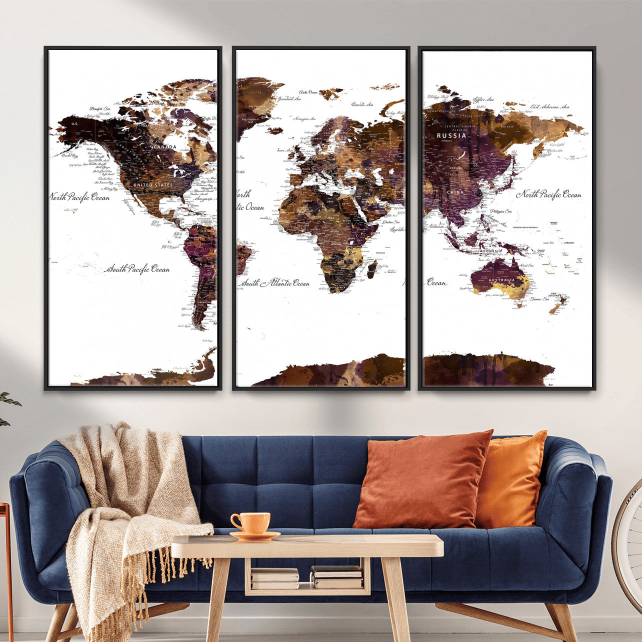 50611-MGV-CV-36X24 - Push Pin World Map Canvas Print – Framed Wall Art for Couples to Track Their Travels – Anniversary
