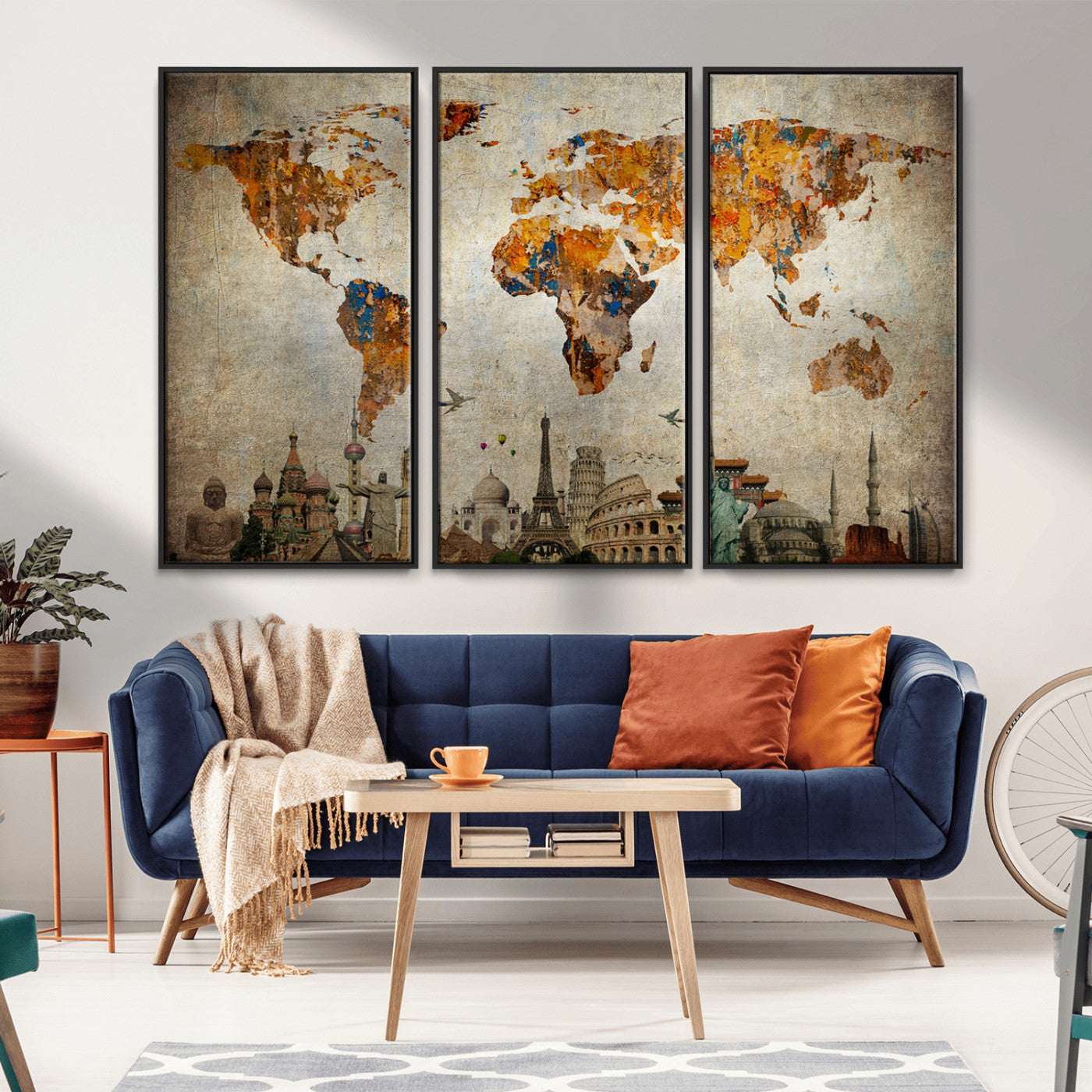54918-MGV-CV-36X24-Push Pin World Map Canvas Print – Travel Tracker Wall Art for Couples, Perfect Anniversary Gift for Home or Office Decor