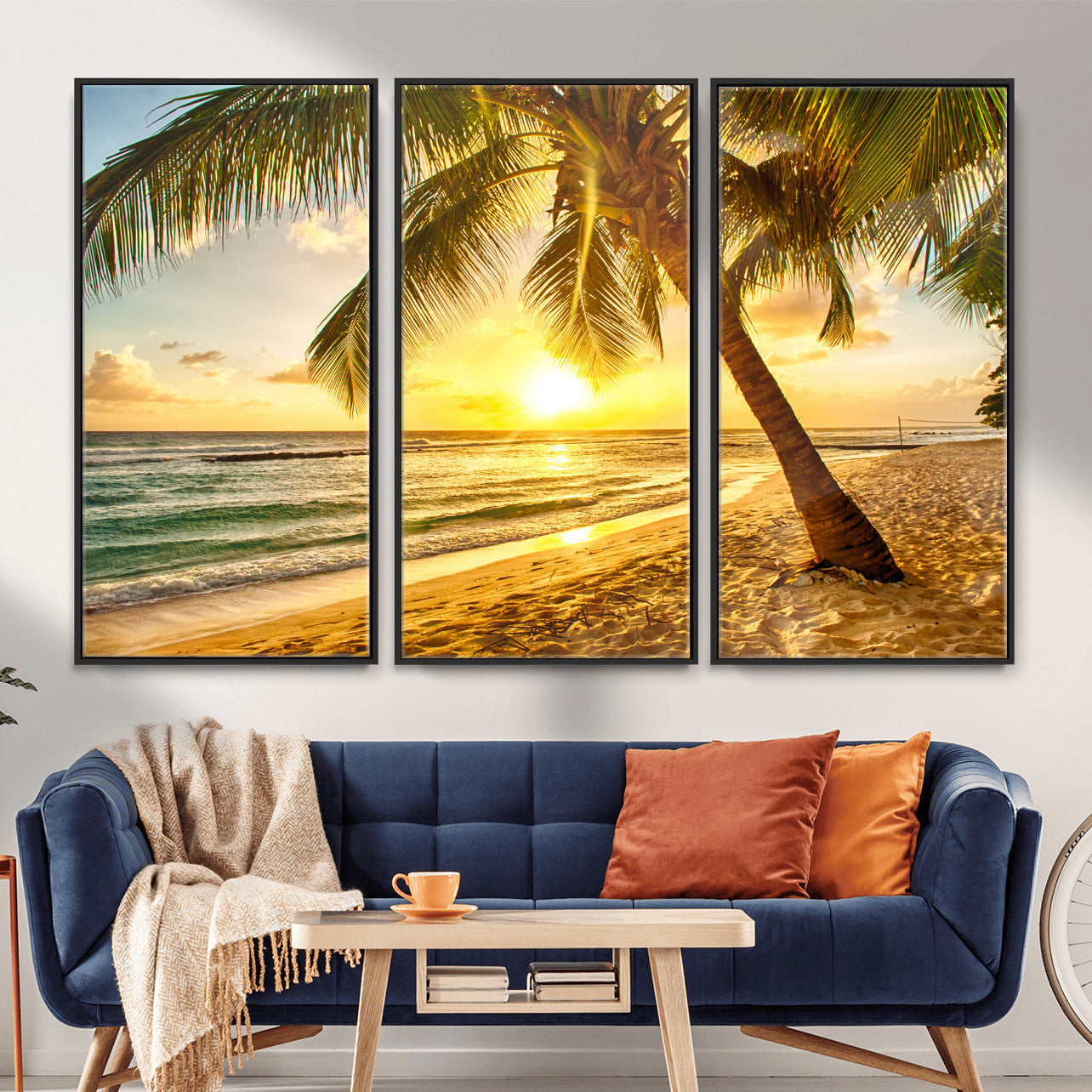 33628-MGV-CV-36X24 - Beach Sunset Canvas Wall Art Print - Tropical Beach Canvas Wall Art Print – Vibrant Palm Trees and