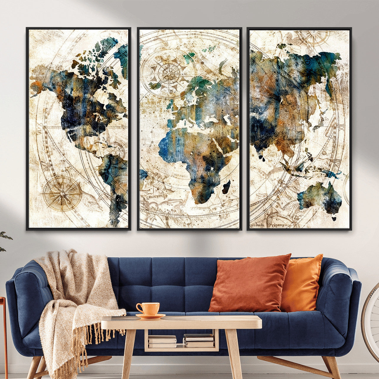 10554-MGV-CV-36X24 - Abstract World Map Art Print Canvas Print