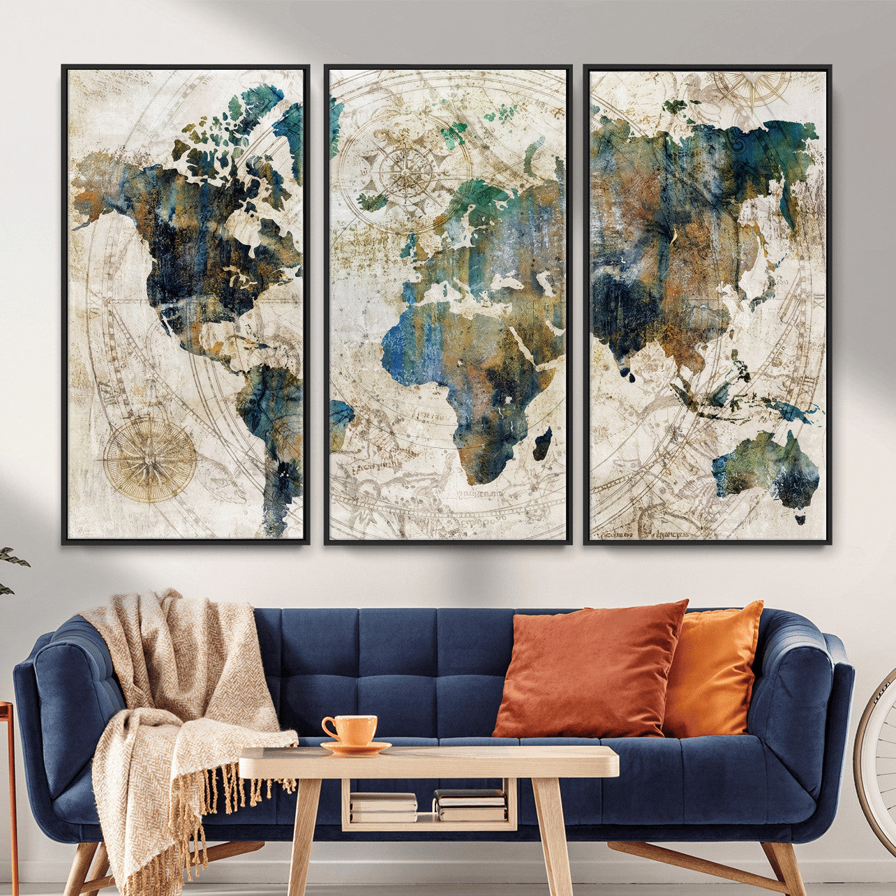 36972-MGV-CV-36X24 - Grunge Abstract World Map Art Print Canvas Print for Office Decor
