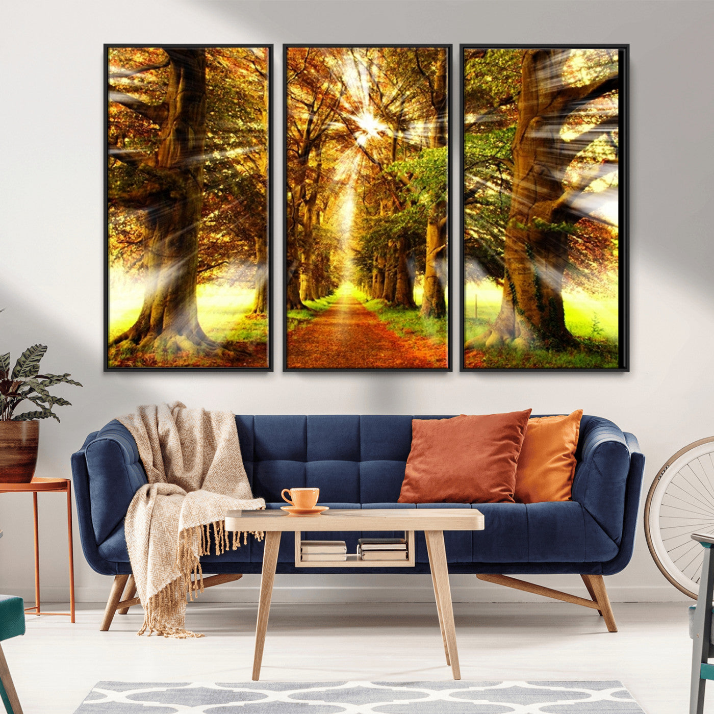 50243-MGV-FC-48X32-3P_Black-Sunshine in Forest and Trees Wall Art Canvas Print