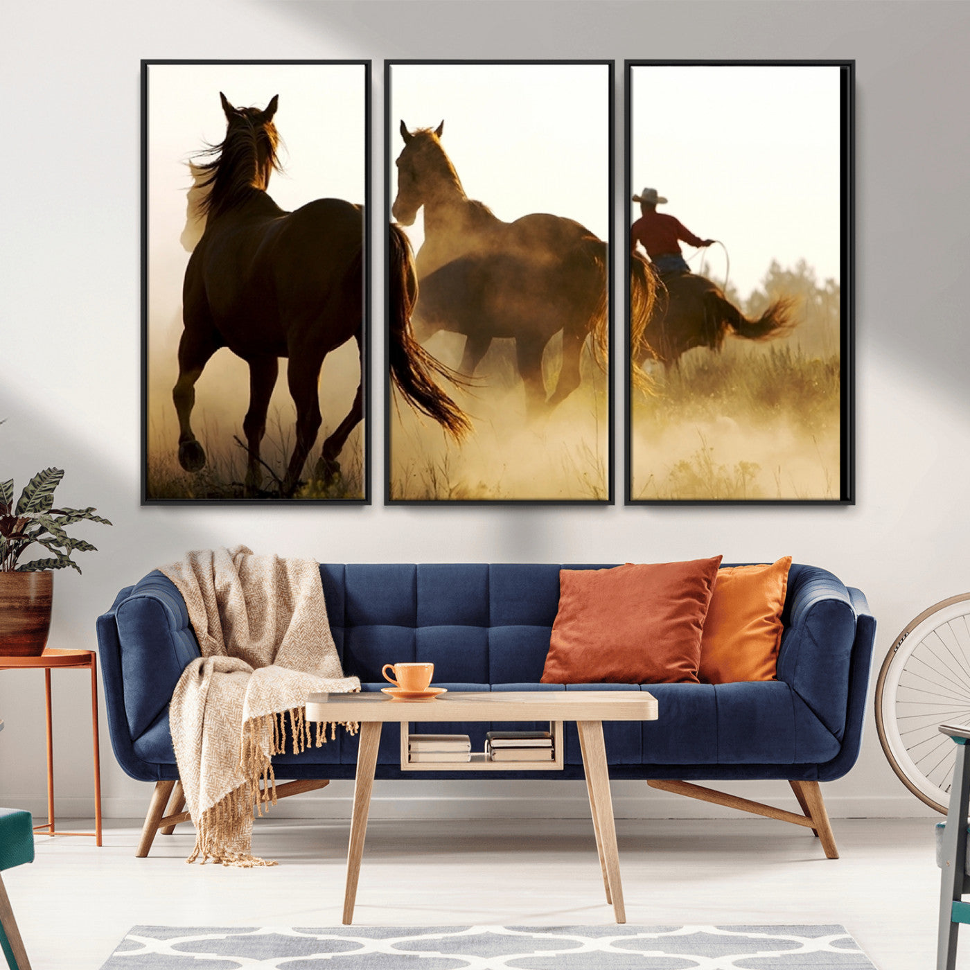 -Horses and Cowboys Wall Art Canvas Print