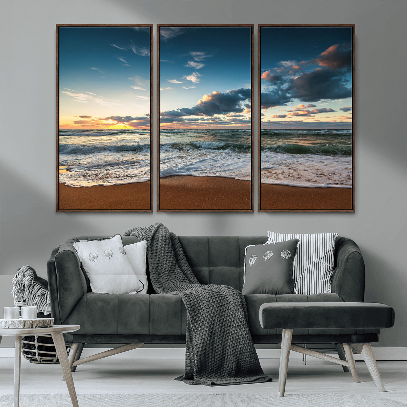 -Ocean Beach Wall Art Canvas Print Sunset Artwork Print Coastal Wall Art