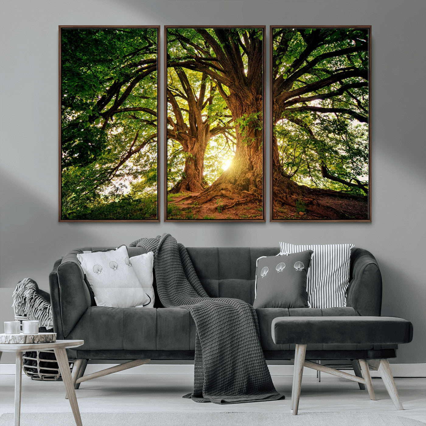 -Majestic Ancient Tree Wall Art, NatureCanvas Print, Woodland Art, Tree of Life Artwork, Sunlit