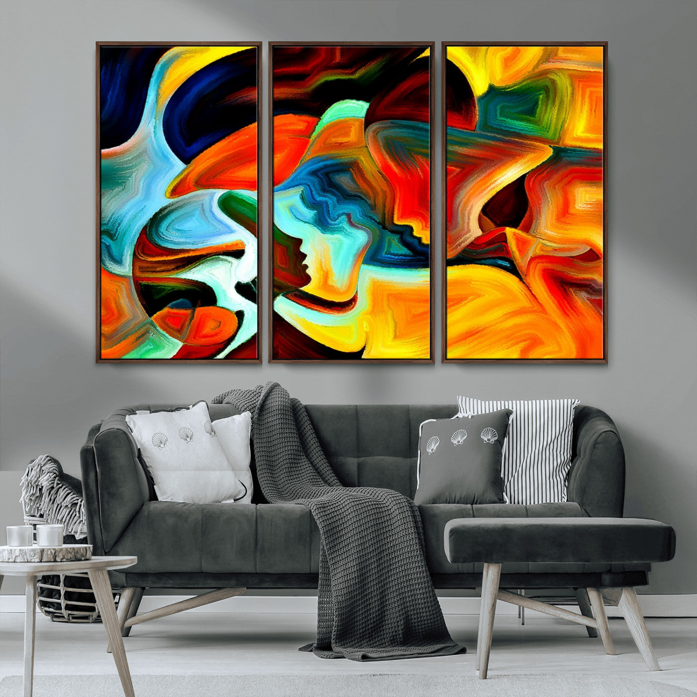 70242-MGV-CV-36X24-Human Love Figures Abstract Wall Art Canvas Print