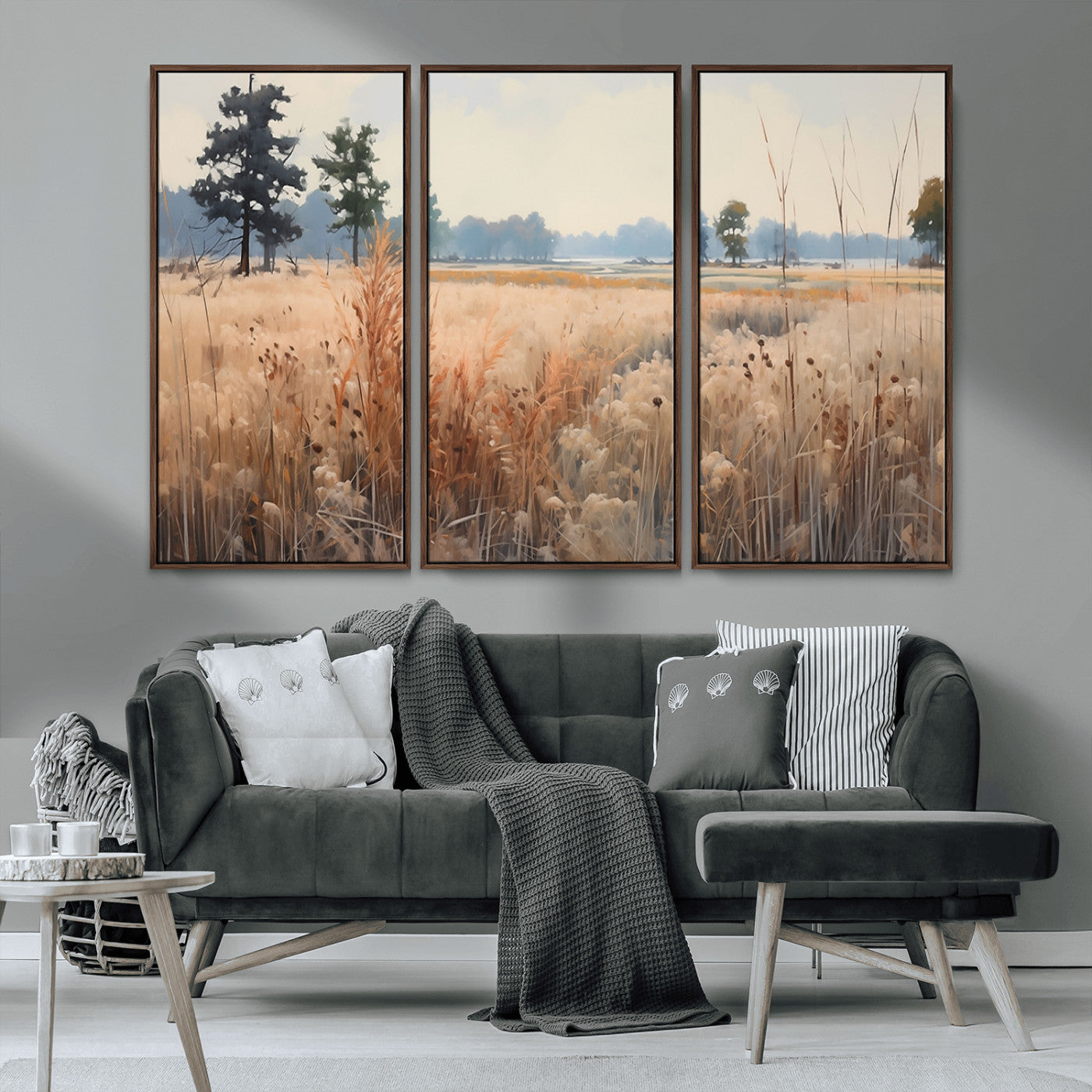 98822-MGV-CV-36X24-Golden Fields Canvas Wall Art Print – Serene Landscape of Nature’s Tranquility in Minimalist Modern