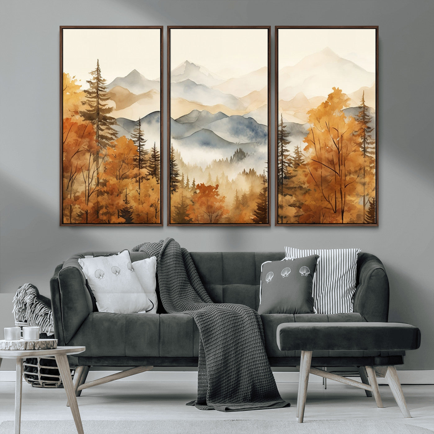 72950-MGV-CV-36X24-Golden Autumn Forest Wall Art Canvas | Mountain Landscape Canvas Print for Living Room or Bedroom |