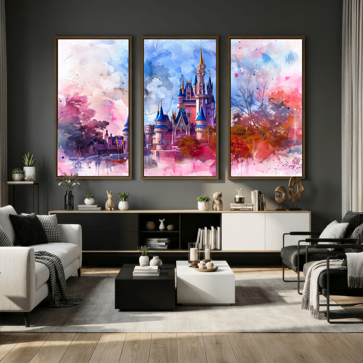 58662-MGV-CV-36X24 - Disney Wall Art: Dreamy Watercolor Cinderella Castle Canvas Print