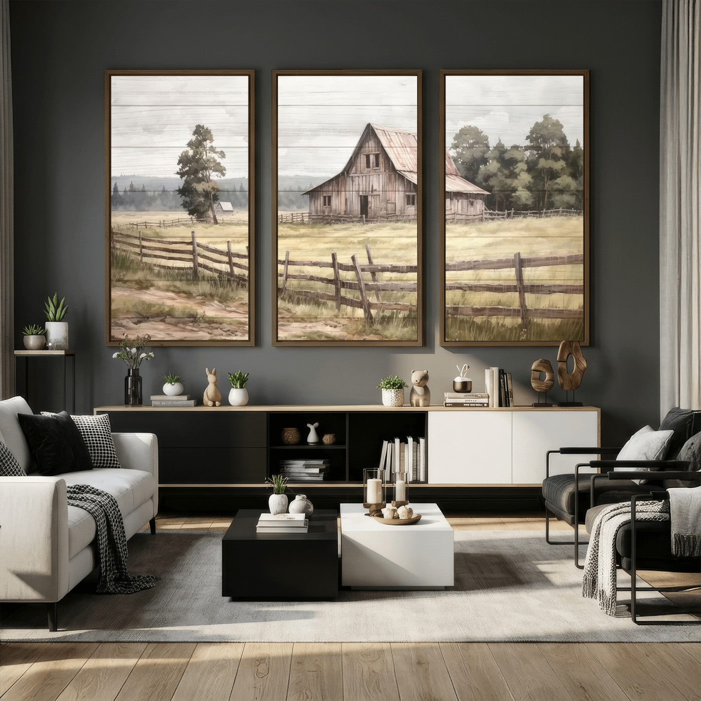 87489-MGV-CV-36X24 - Rustic Farmhouse Barn Wall Art | Framed Gallery Wrap Barn Giclee Canvas Print for Farmhouse Decor