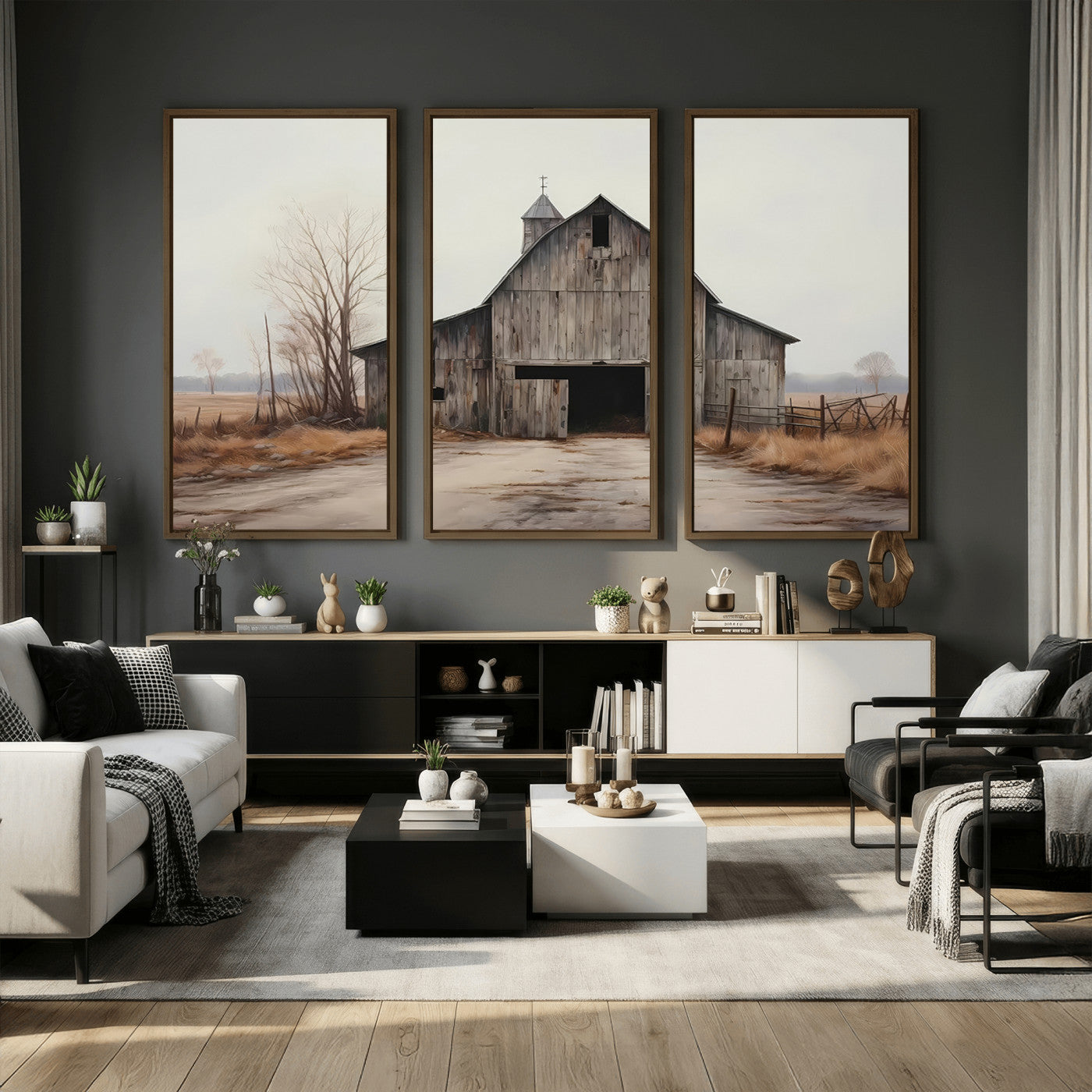 11602-MGV-CV-36X24 - Farmhouse Rustic Barn Wall Art Canvas Print – Framed and Ready to Hang – Perfect Addition to