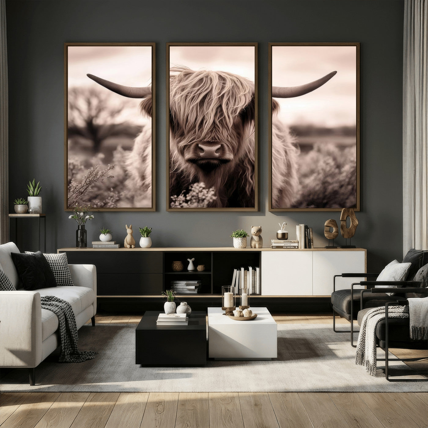 55903-MGV-CV-36X24 - Scottish Cow Longhorn Wall Art Canvas Print