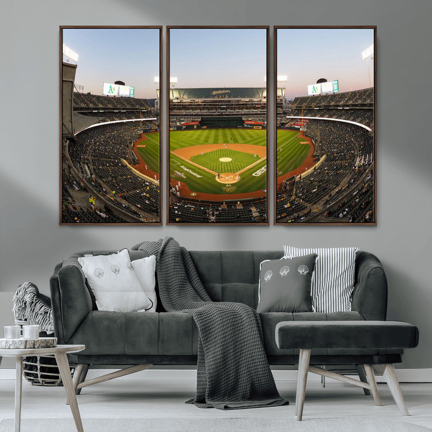 -Oakland Athletics Baseball Team Print - RingCentral Coliseum Stadium Wall Art Canvas Print