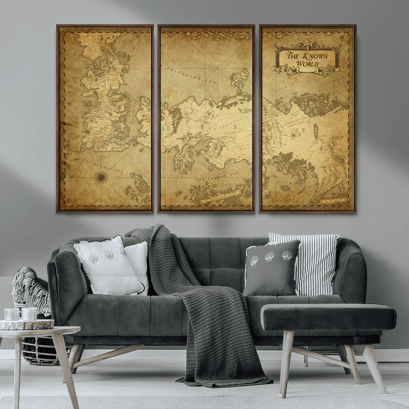 -Vintage Game of Thrones Map Wall Art | Westeros and Essos Antique Style Print | The Known World in