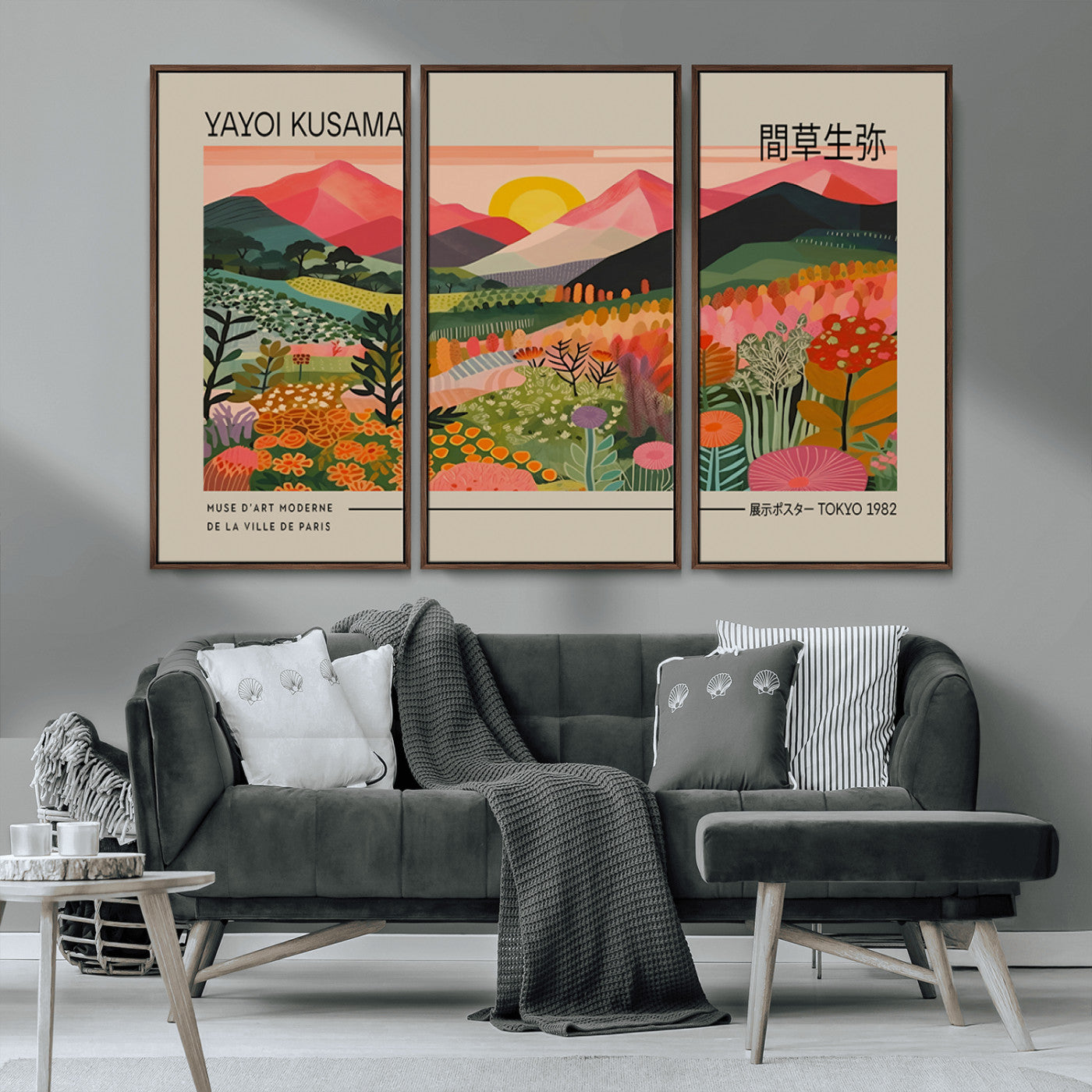 23753-MGV-CV-36X24-Yayoi Kusama 1986 Wall Art Print - Wabi Sabi Japanese Wall Art Print - Vibrant Abstract Landscape