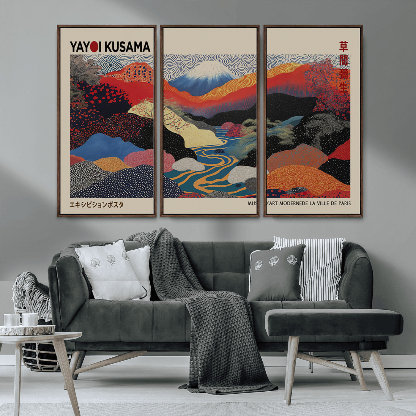 86784-MGV-CV-36X24-Yayoi Kusama Wall Art – Framed Japanese Abstract Art Print, Modern Wabi Sabi Inspired Canvas for Living Room, Office, or Gallery Decor